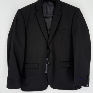 Braveman Blazer Mens 46R Black Slim Fit Suit Jacket Notch Lapel Two Button BM001